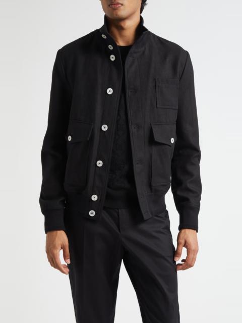 Dolce & Gabbana Dolce&Gabbana Linen Canvas Blouson Jacket in N0000 Nero at Nordstrom