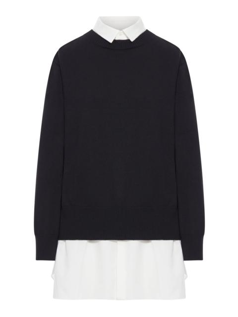 sacai LAYERED POPLIN AND COTTON KNIT DRESS
