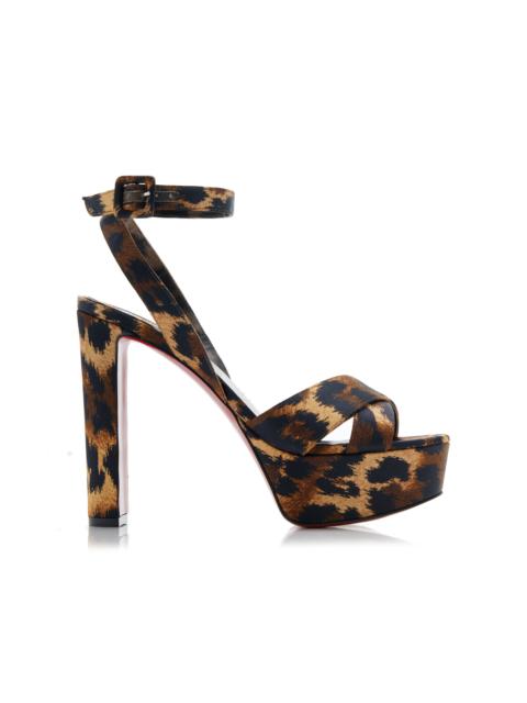 Christian Louboutin Supermariza 130mm Leopard-Print Satin Sandals animal