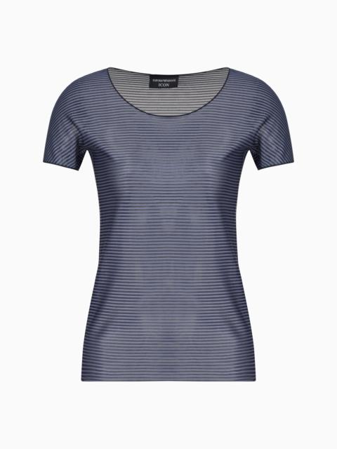 EMPORIO ARMANI ICON STRIPED LIGHTWEIGHT JERSEY JUMPER