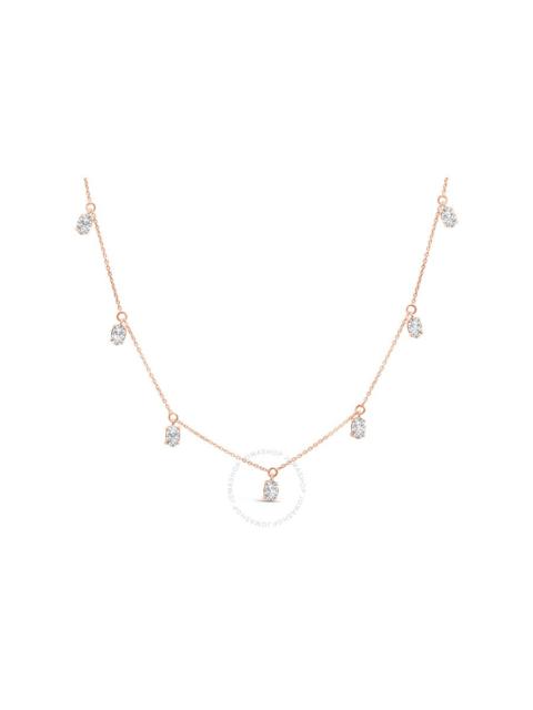 Haus Of Brilliance - Haus of Brilliance 14K Rose Gold 1 3/8 Cttw Oval Lab Grown Diamond Dangle Station Necklace - 17" Inc