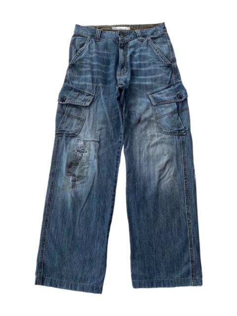 Other Designers VINTAGE HANES USA MULTI POCKET DENIM BAGGY CARGO JEANS