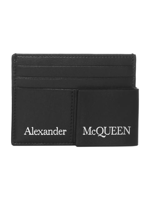 Alexander McQueen Double Card Holder In Black Leather With Logo