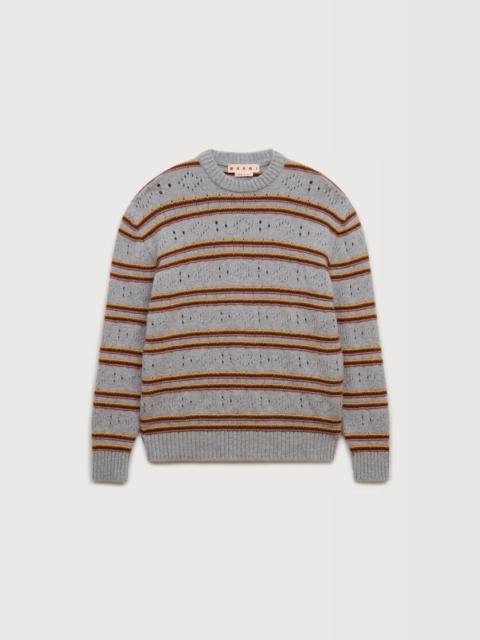 Marni GRAY CASHMERE JUMPER WITH OPENWORK KNIT