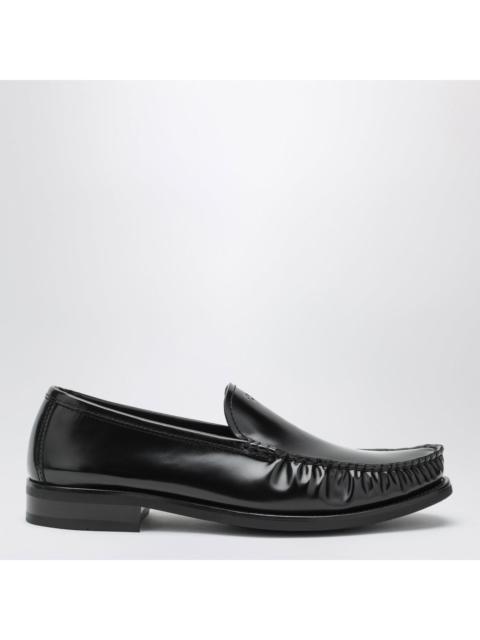 Prada PRADA $1290 Brushed Leather Black Loafers New & Authentic (M