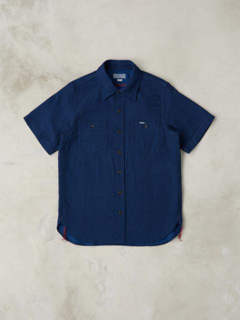 Iron Heart 417-IND - Short Sleeved Work Shirt - 5oz Double Gauze Indigo Cloth