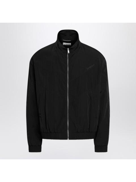Saint Laurent Black crinkled nylon zip-up jacket