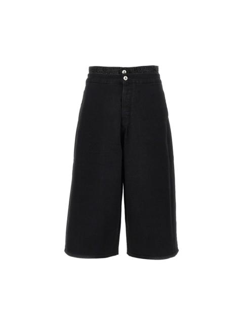THE ATTICO The Attico Cropped Denim Pants with Rhinestones Black