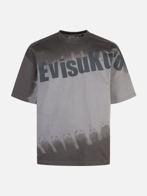 EVISU Tie-dye Logo and Slogan Print Oversized T-shirt