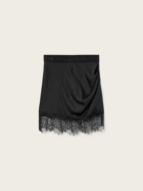 ALLSAINTS AZAR LACE TRIM SATIN MINI SKIRT