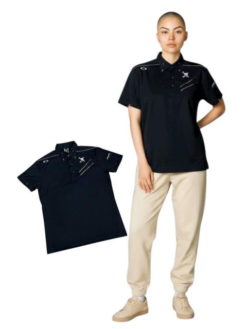 OAKLEY Vintage Oakley Skull Dri-Fit Multi-Zip Polo Shirt S~M (USA)