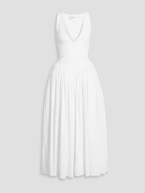 RONNY KOBO Sirinda stretch knit-paneled poplin midi dress