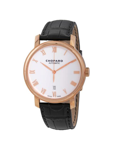 Chopard Chopard White Dial 18kt Rose Gold Brown Leather Men's Watch 161278-5005