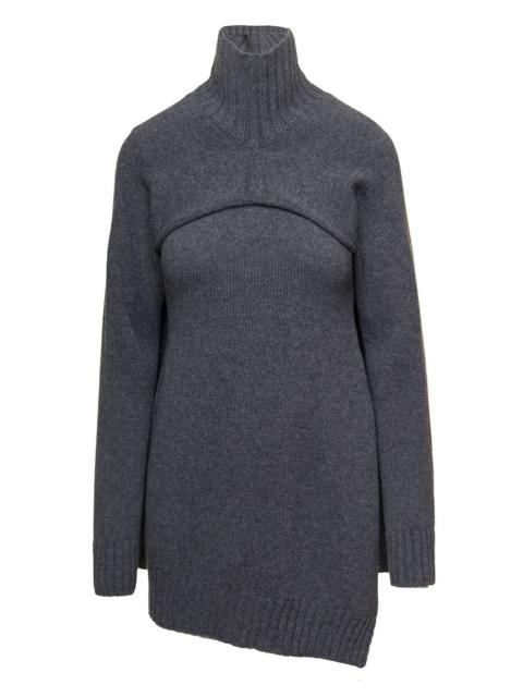 Jil Sander Jil Sander Women Grey Two-Piece Sweater With High-Neck In Wool Woman