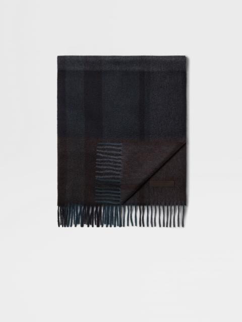 ZEGNA DARK GREY AND DARK BROWN OASI CASHMERE SCARF