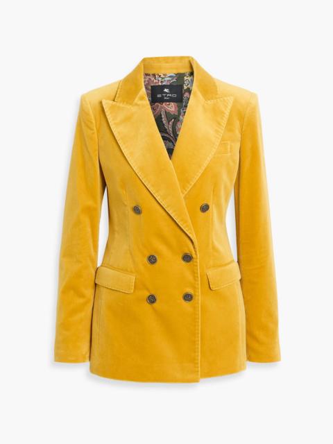 Etro Double-breasted cotton-blend velvet blazer