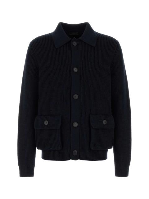 Prada Prada Men Midnight Blue Wool Cardigan