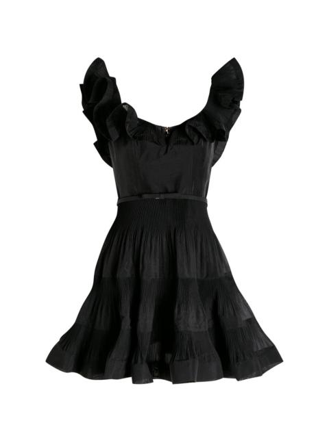 Zimmermann Zimmermann Frilled Plissé and Sateen Mini Dress