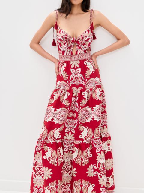 Alice + Olivia Minka Tie Front Maxi Dress with Tassels