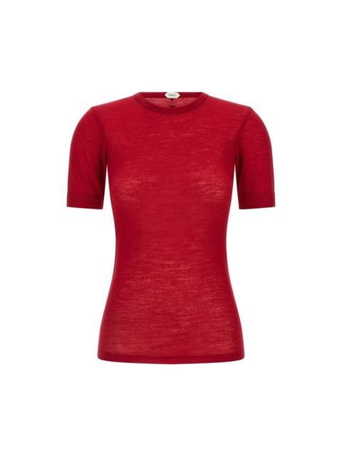 VERSACE VERSACE Medusa Red Wool T-shirt New & Authentic (Women's siz