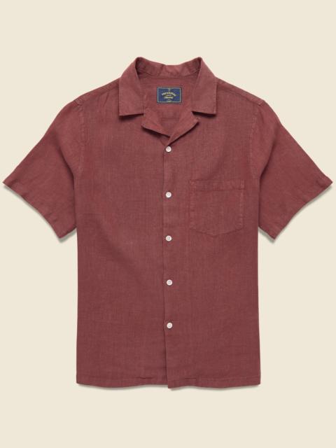 Portuguese Flannel Linen Camp Shirt - Bordeaux