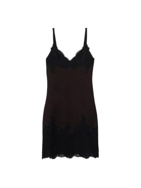 Burberry Burberry Floral Lace Wool Slip Dress