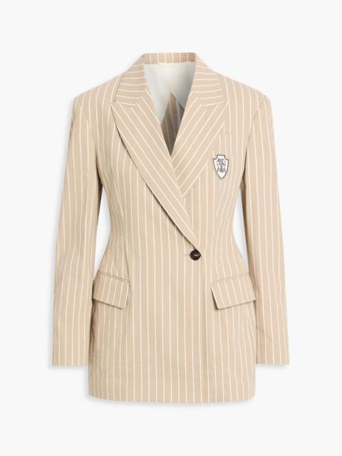 Brunello Cucinelli Double-breasted striped cotton and silk-blend blazer