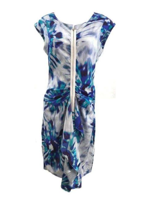 Other Designers Marisol Blue Combo Silk Zip Front Dress