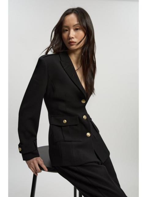 KAREN MILLEN Compact Stretch Tailored Military Single Breasted Blazer