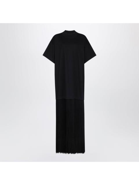 Alaïa Alaia Fringed Dress In Black Cotton Jersey Women