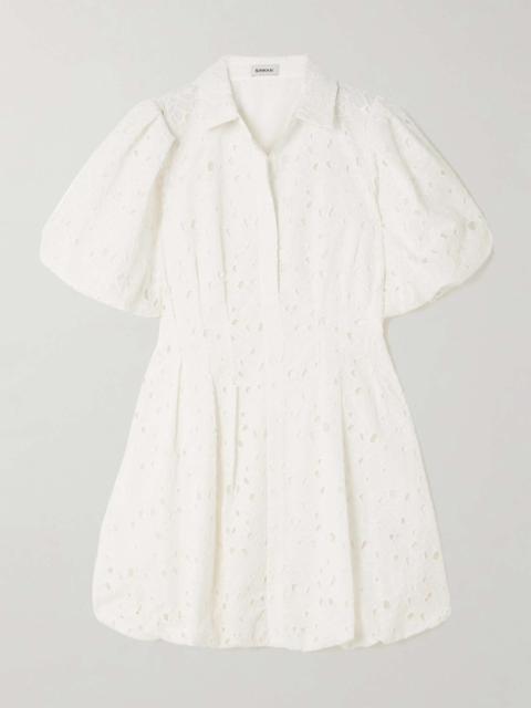 Cleo pleated broderie anglaise cotton mini shirt dress Unknown