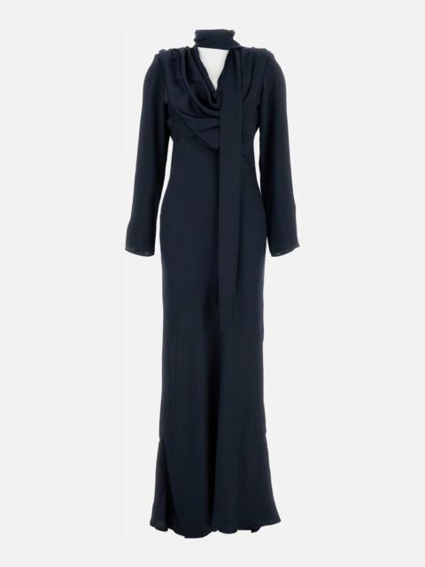 ROTATE Draped long satin dress