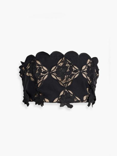 Oscar de la Renta Strapless cropped guipure lace top