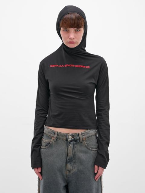 prototypes Black Cotton Twisted Graphic Hoodie