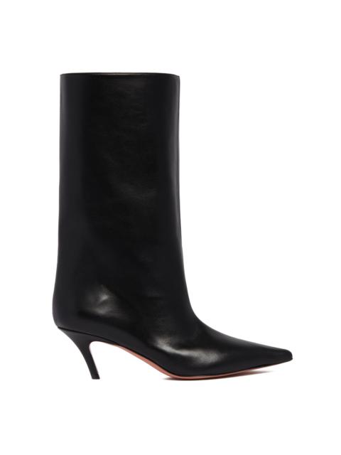 Amina Muaddi Black Fiona Leather Boots