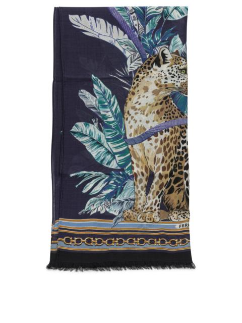 FERRAGAMO Ferragamo Felini Fringed Scarf Blue