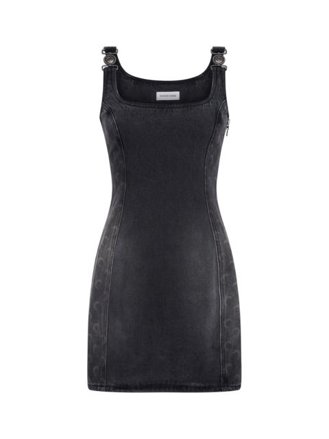 Marine Serre Moon Laser Grey Wash Denim Sleeveless Mini Dress