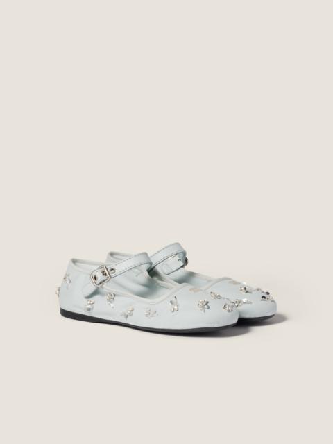 Miu Miu Embroidered drill ballerinas