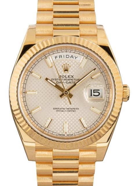 ROLEX Used Rolex Day-Date 40 Ref 228238 Silver Diagonal Motif Dial