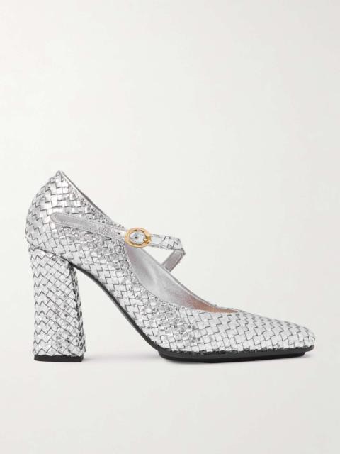 Intrecciato metallic leather pumps