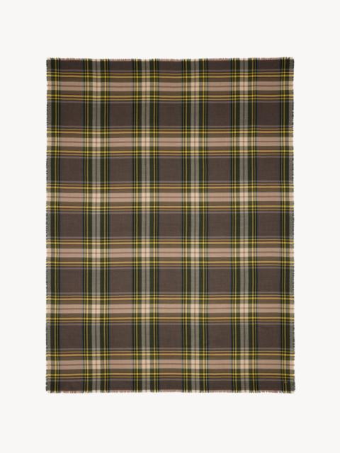 SAINT LAURENT TARTAN SCARF IN WOOL AND SILK