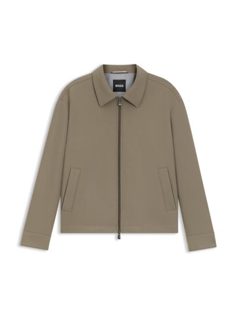 BOSS SLIM-FIT JACKET IN STRETCH FABRIC WITH WING COLLAR