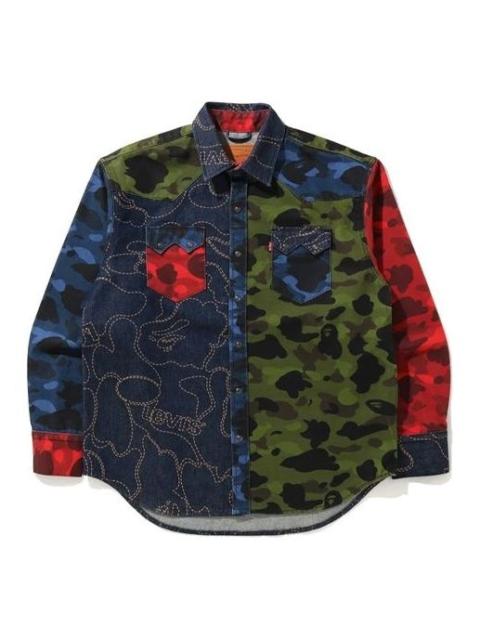 A BATHING APE® A Bathing Ape x Levis Crossover SS21 Camouflage Long Sleeves Shirt 'Multicolor' 1H23-131-904