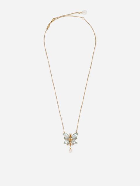 Dolce & Gabbana Butterfly Necklace 18-carat yellow gold and aquamarine