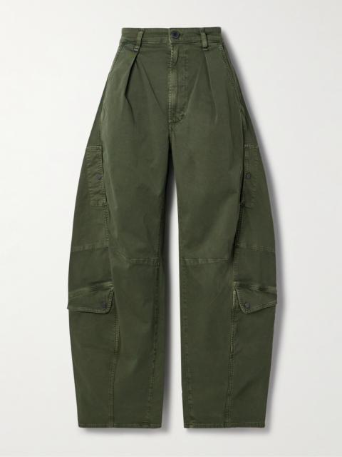 Citizens of Humanity Flight Pleated Organic Cotton-blend Twill Barrel-leg Pants