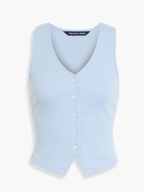 VERONICA BEARD Hoorne ribbed Pima cotton-blend top