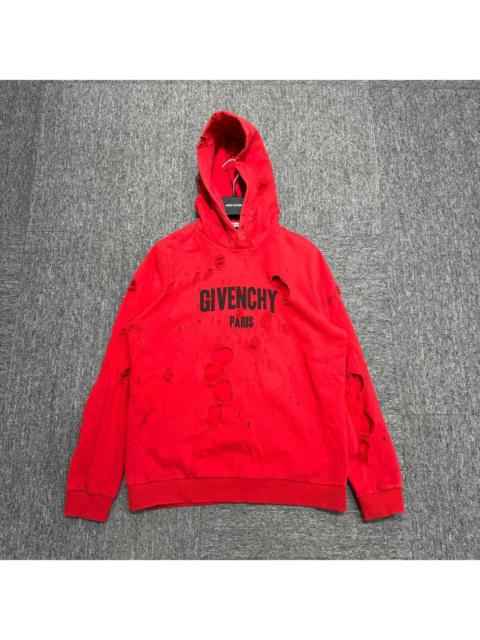 Givenchy Red Letter Distressed Hoodie