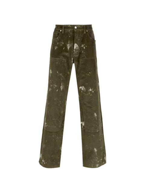 paint-splatter corduroy trousers