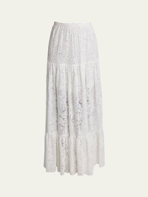 Erdem Tiered Floral Lace Skirt