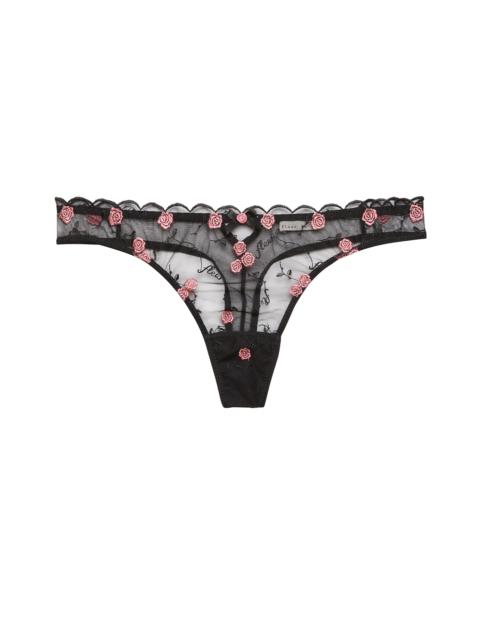 Fleur du Mal Rose & Vine Embroidery Thong